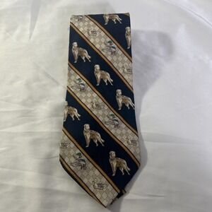 Vintage Rhynecliffe Golden Retriever & Mallord Duck Neck Tie Rare‎ Made In USA